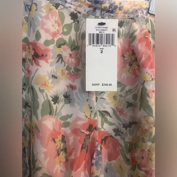 Polo Ralph Lauren Size 2 Georgette Handkerchief Skirt Floral MSRP$348 - Picture 4 of 5